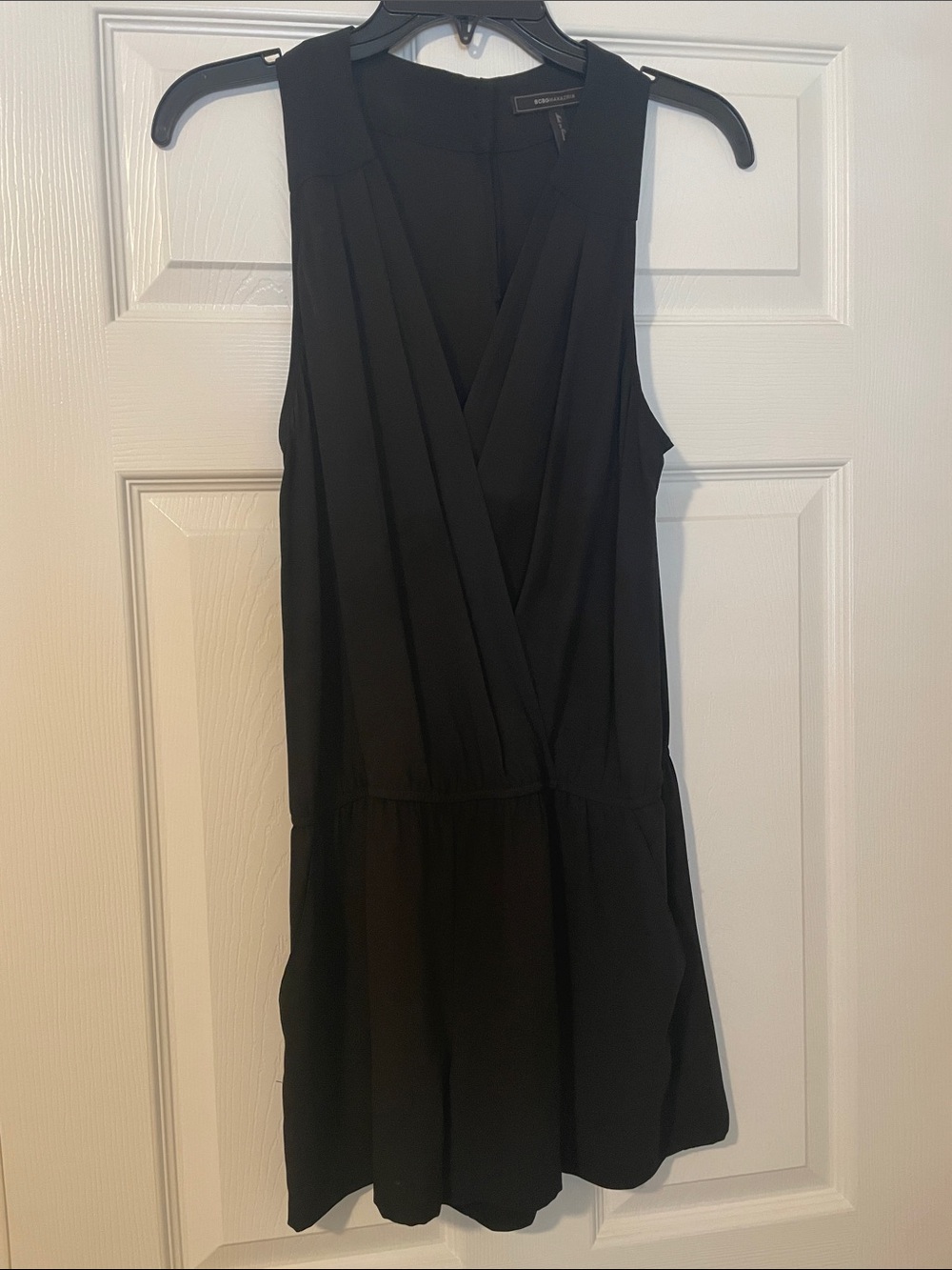 BCBGMaxAzria Black Sleeveless V-Neck Romper